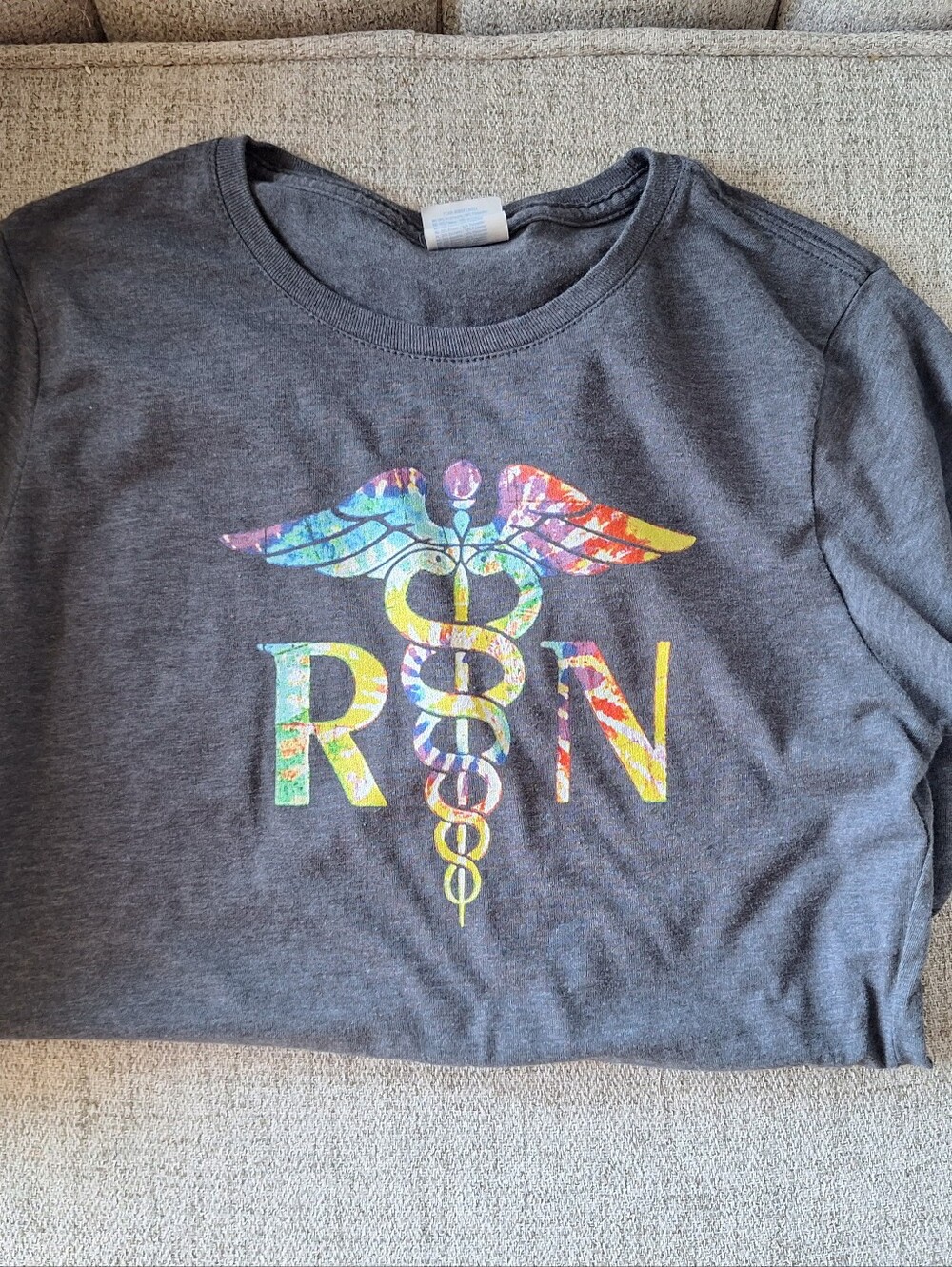 Women's XS Gray RN With Tie Dye Caduceus Graphic Tee
